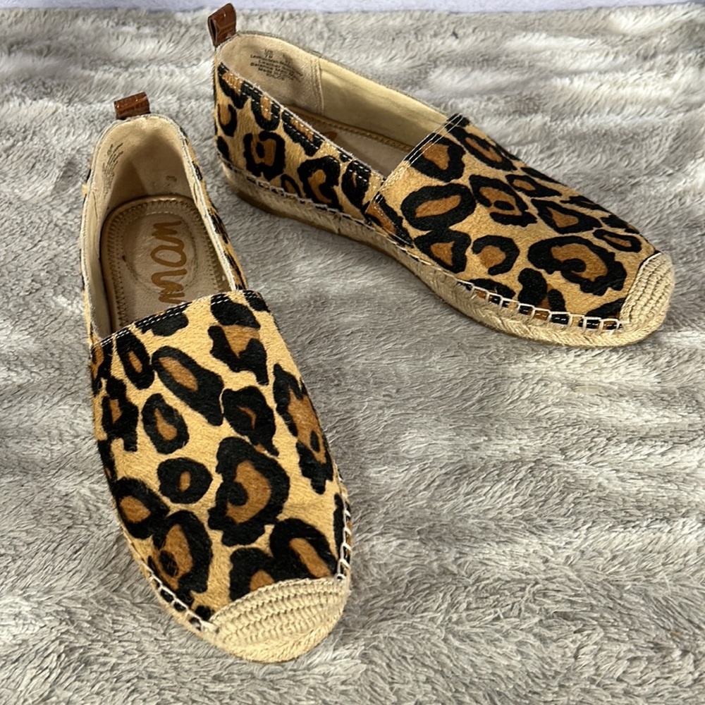Sam Edelman Khloe Leopard cheetah Print Leather Slip On Espadrilles Size…
